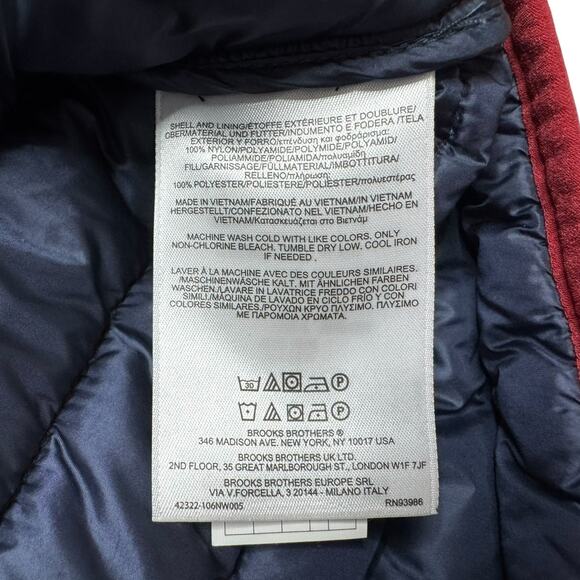 BROOKS BROTHERS Quilted Puffer Jacket in Red Size Large Kids Thermore Polyester - Picture 5 of 8